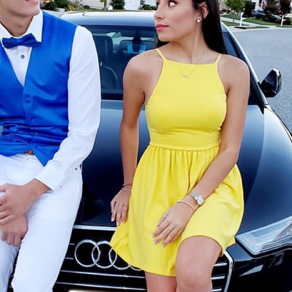 Yellow Halter Top Dress - Picture 1 of 6